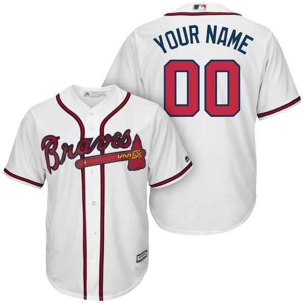 Men Atlanta Braves Majestic White Home Cool Base Custom MLB Jersey->customized mlb jersey->Custom Jersey